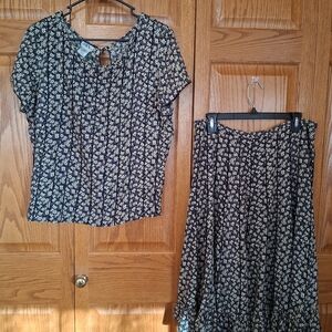 J.B.S. Black and White Floral Patterned Garment